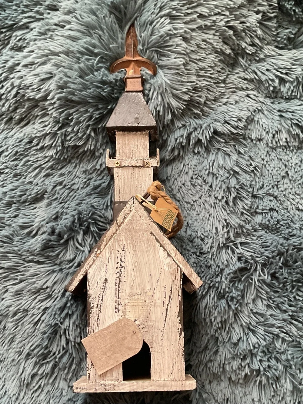 Rustic Wooden Birdhouse Wall Decor in Beige and Brown